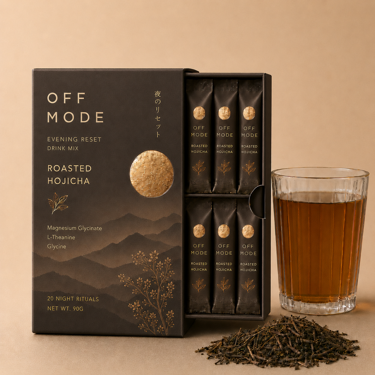 OFFMODE Roasted Hojicha Magnesium + L-Theanine Drink Mix